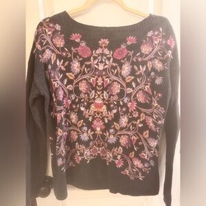 J. Jill Floral Black Sweater Size Small